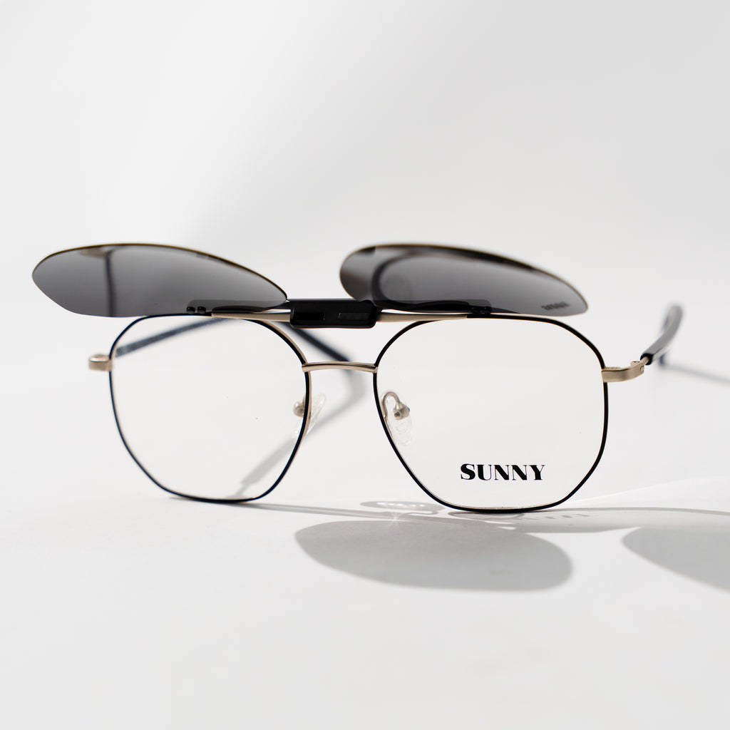 Monture optique de la marque Sunny avec Clips solaires ,style aviator